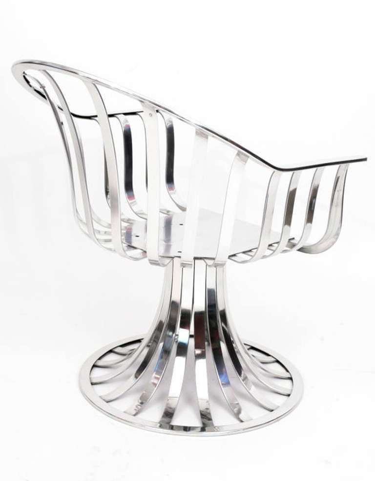 Mid-20th Century Outdoor/Patio Russell Woodard Polished Aluminum Dining Table, Chairs Set