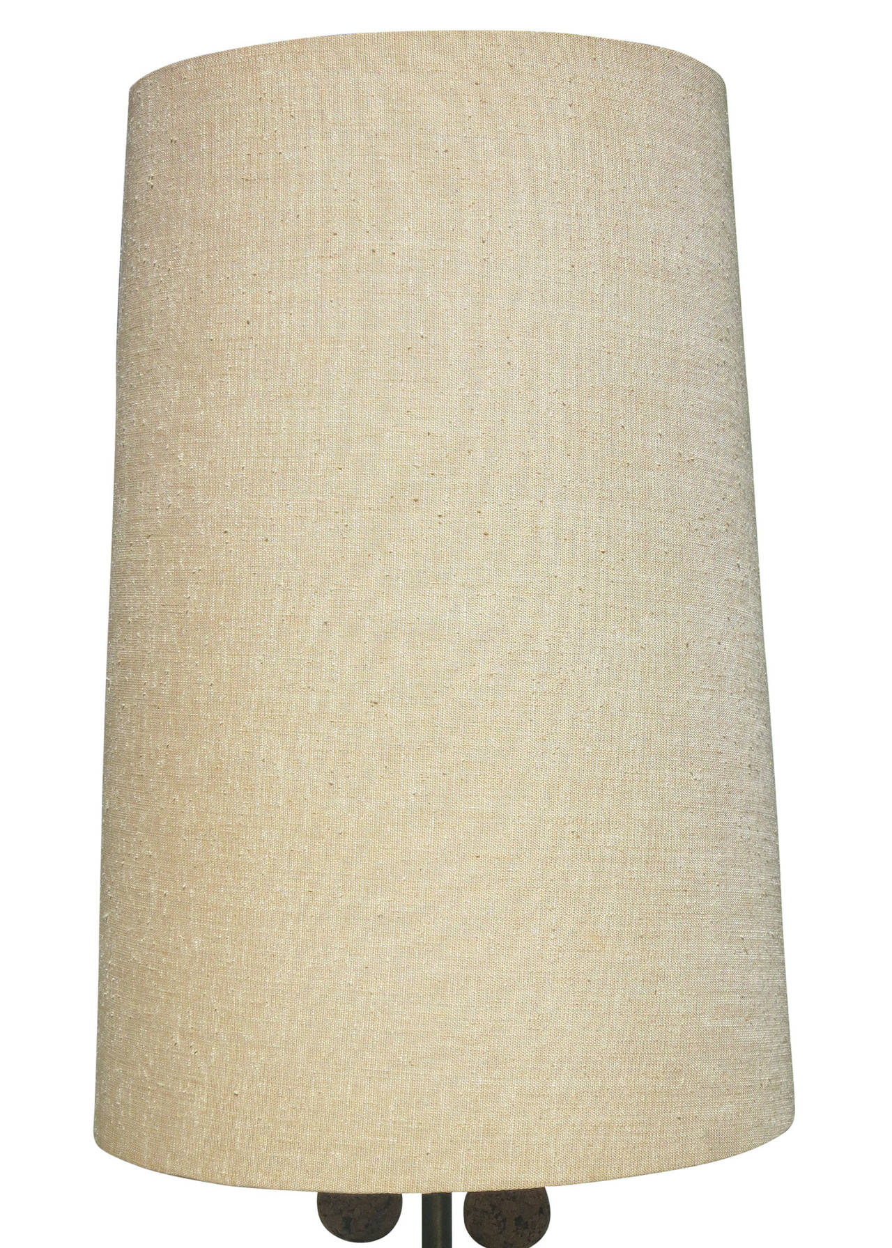 Milo Baughman Style Cork Floor Lamp with Original Shade 1