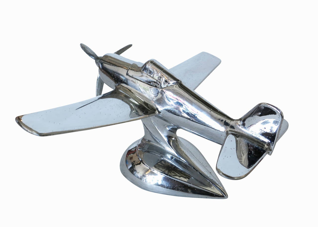 American Midcentury Chrome P-51A Mustang Airplane Table Lighter