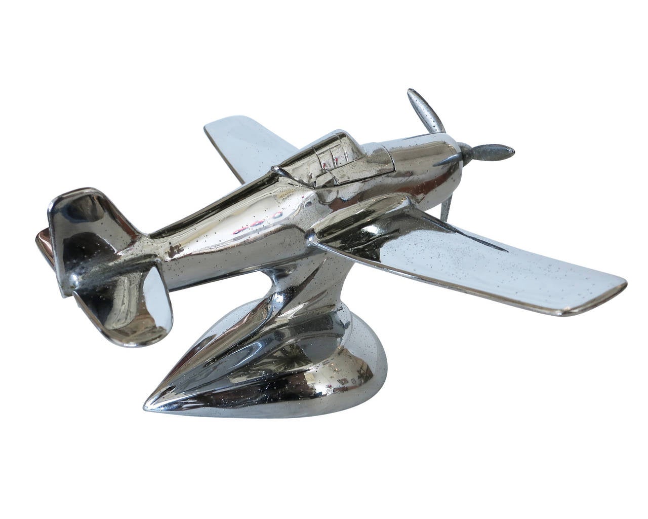 Midcentury Chrome P-51A Mustang Airplane Table Lighter In Good Condition In Van Nuys, CA