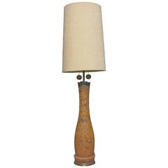 Milo Baughman Style Cork Floor Lamp with Original Shade