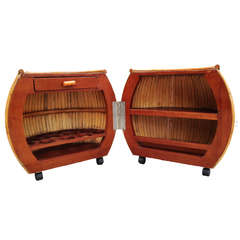 Restored Large 1940s Rattan and Mahogany Pumpkin Bar 10