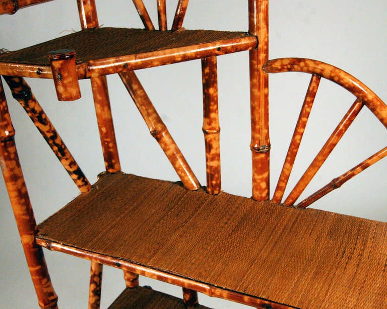 20th Century Tiger Bamboo Five-Tier Corner Shelf