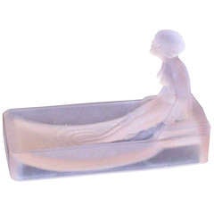 Vintage Art Deco Style H. Hoffman Frosted Pink Glass Soap Dish