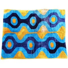 Large California Hand Hooked Abstract Shag Area Rug