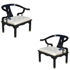 Pair of Horseshoe Lounge Chairs in the Manner of James Mont 2