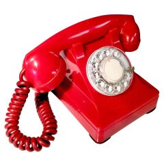 Red Henry Dreyfuss Designed 302 Telephone