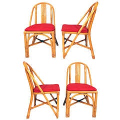 Restored Slat Leg Rattan Dining Chair, Set of Four 7