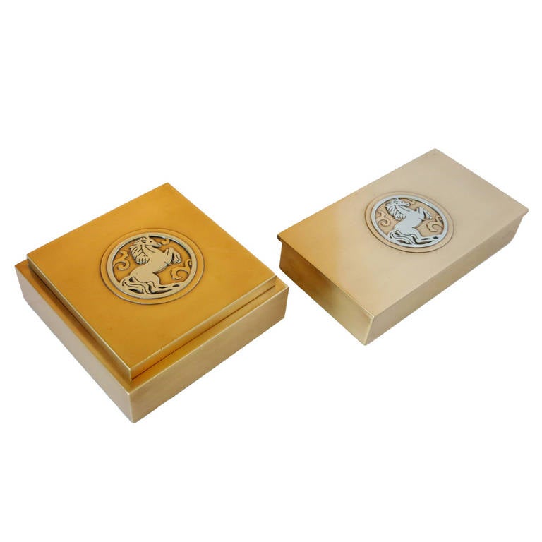 Dear Customer, I have marked many of my items for the 1stdibs Saturday Sale, take a look and save from 20% to 50% now. Take a look at all of these items; https://goo.gl/hNLz4x

Art Deco silver crest bronze ashtray and cigarette box with sterling