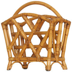Restored Rattan Magazine Rack, Circa 1940 3