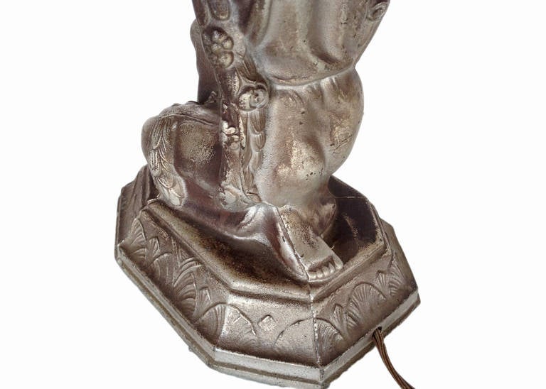 Art Deco Spelter Joan of Arc Table Lamp by La Belle 1
