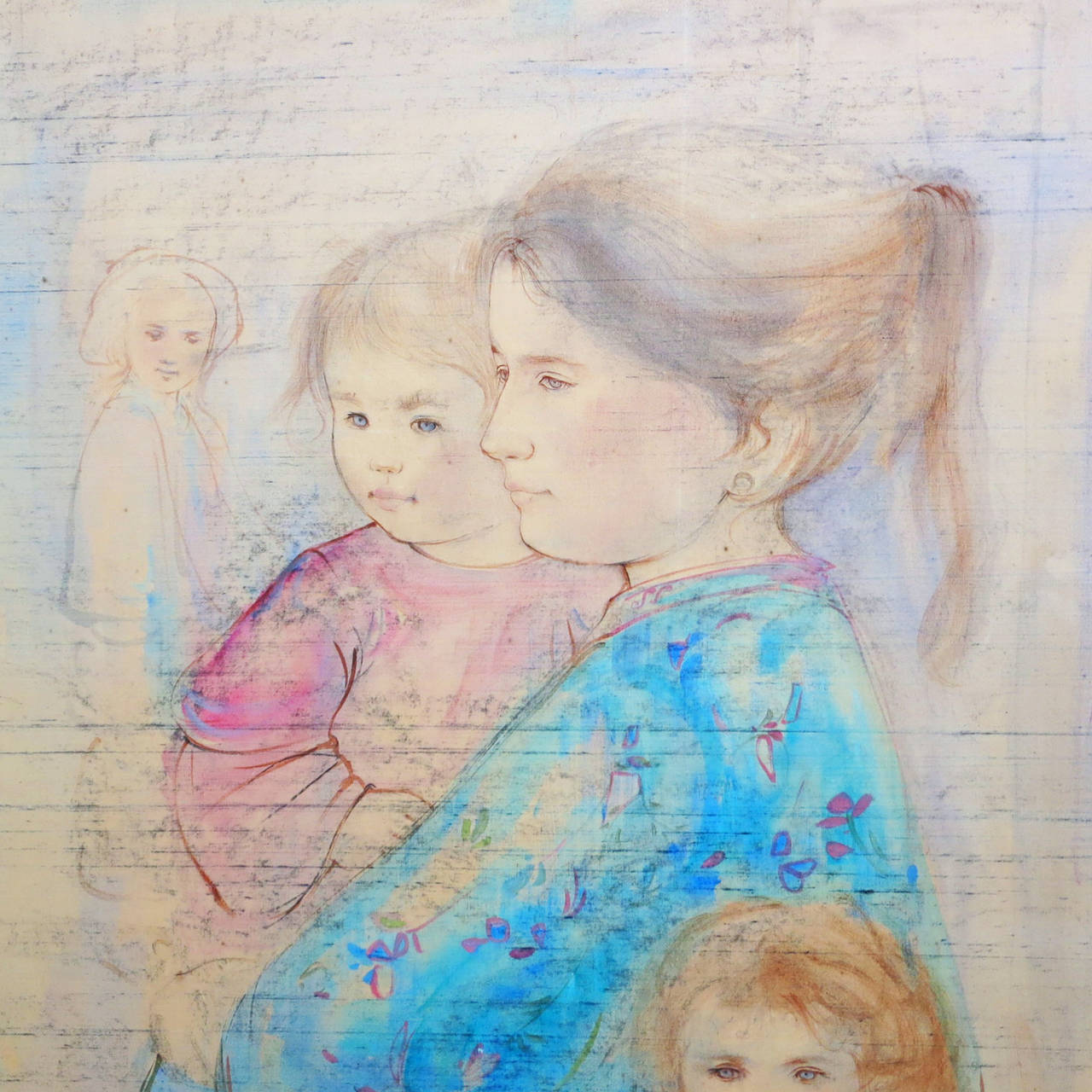 Mother and child, on board and noted lower left 'unique and oil', signed 