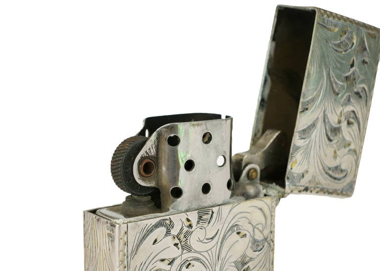 Victorian Italian Sterling Silver Lighter Case with Zippo Lighter Insert