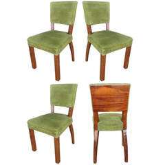 French Art Deco Walnut Dining Chair, Set of Four 4