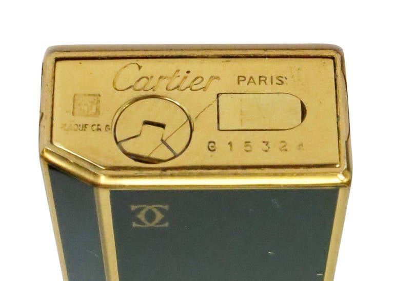 18k Gold & Black Enamel Cartier Pocket Lighter In Good Condition In Van Nuys, CA