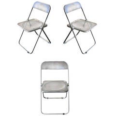 Set of 3 Giancarlo Piretti "Plia" Chairs for Castelli