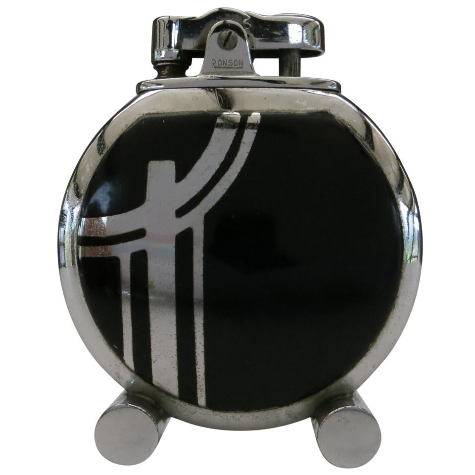 Ronson "Rondette" Enameled Chrome Table Lighter