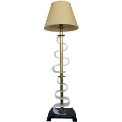 Pair of Asymmetric Mid Century Era Acrylic and Brass Floor Lamps 12