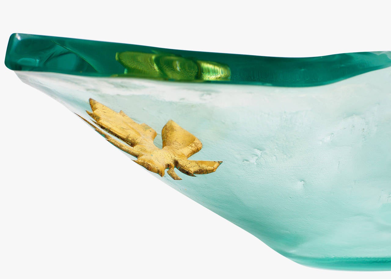American Kiln-Formed Gold Kerchief Art Glass Bowl