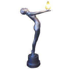 Art Deco "Clarte" Biba Nude Floor Lamp in the Style of Max Le Verrier 3