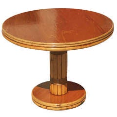 Rattan Side Table with Round Mahogany Top