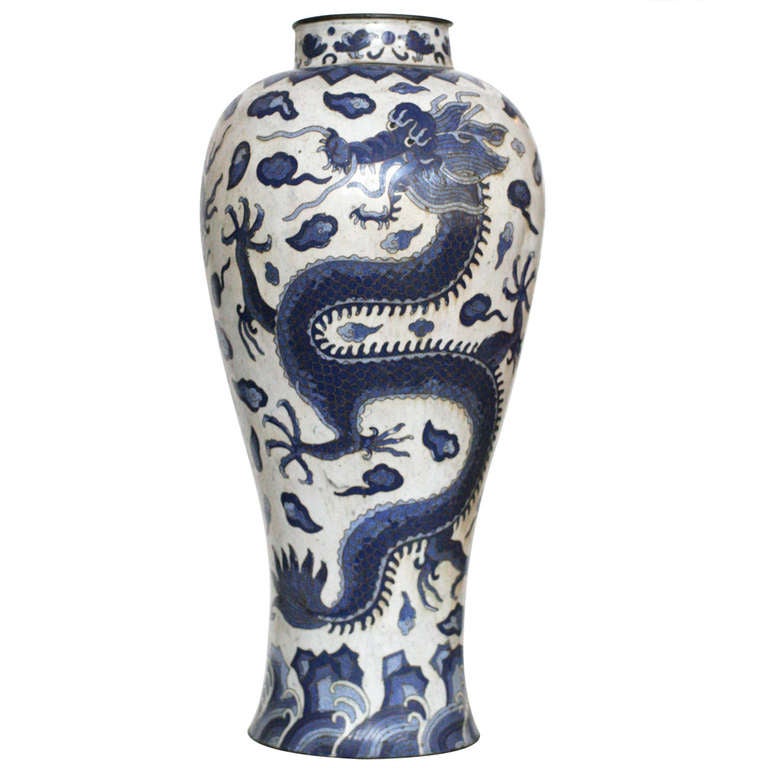 Blue Dragon Chinese Cloisonne vase at 1stDibs blue cloisonne vase