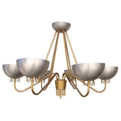 Mix Metal Mid Century Chandelier by Lightolier