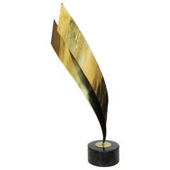 Abstract Brass Table Sculpture by Curtis Jere 1984 4