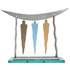 Abstract "Trinity" Mixed-Media Art Glass Sculpture 6