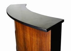 Art Deco Curved Mahogany and Black Lacquer Cocktail Bar