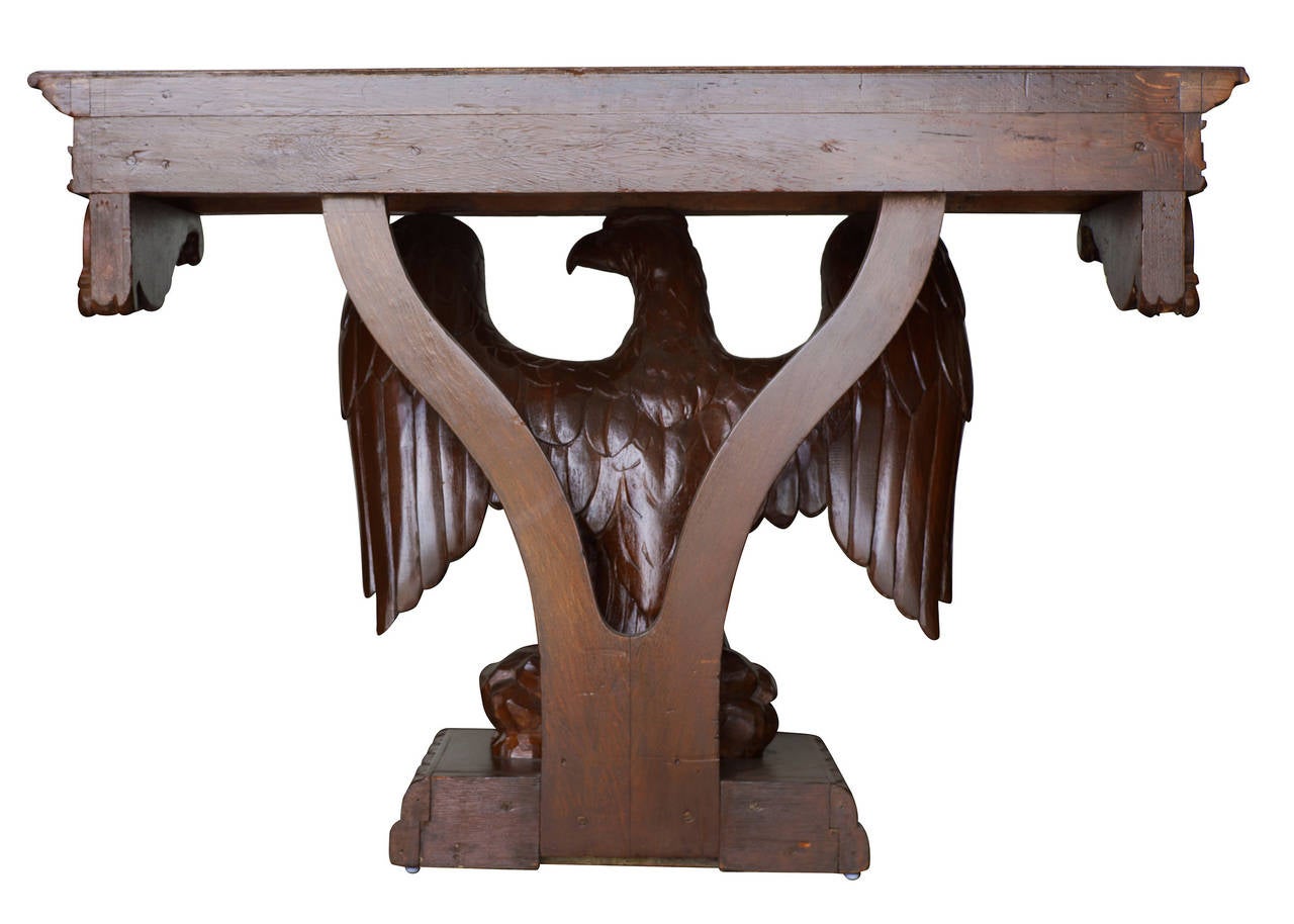 Victorian American Neoclassical Hand-Carved Eagle Console Table For Sale