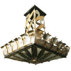 Grand Hollywood Theater Chandelier with Palm Motif 