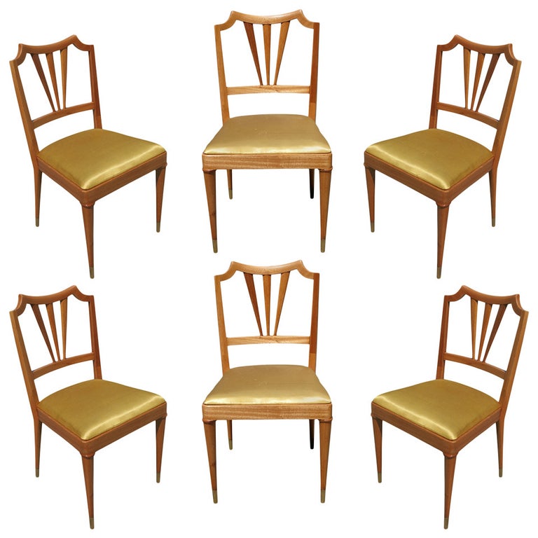 Formal Mid-Century Dining Chair Set of Six For Sale