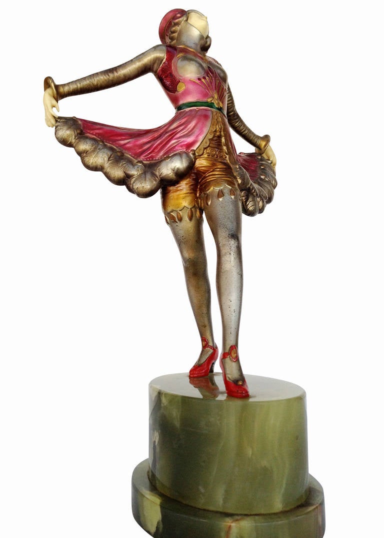 Josef Lorenzl style Spelter and Onyx Dancer Style Statue In Excellent Condition In Van Nuys, CA