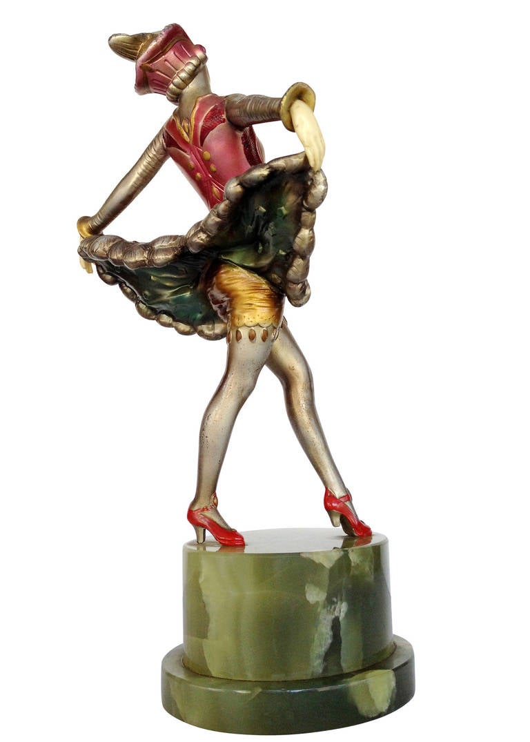 French Josef Lorenzl style Spelter and Onyx Dancer Style Statue