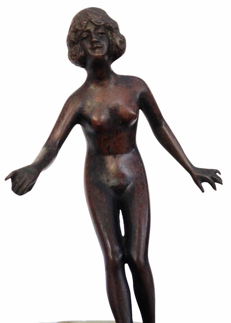Bronze and Onyx Nude Nymph Ring Tray, Germany 1