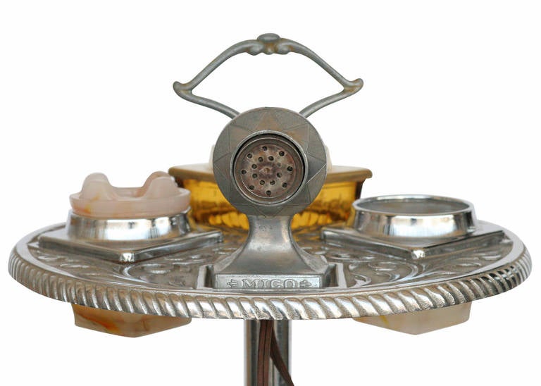 antique ashtray stand with lighter