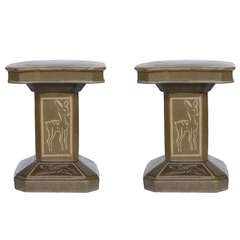 California Pottery Fawn Pedestal Pair