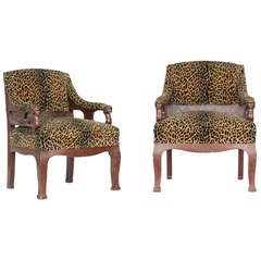 Empire Style Chair Pair with Leopard Print Covering ** Saturday Sale ** 8