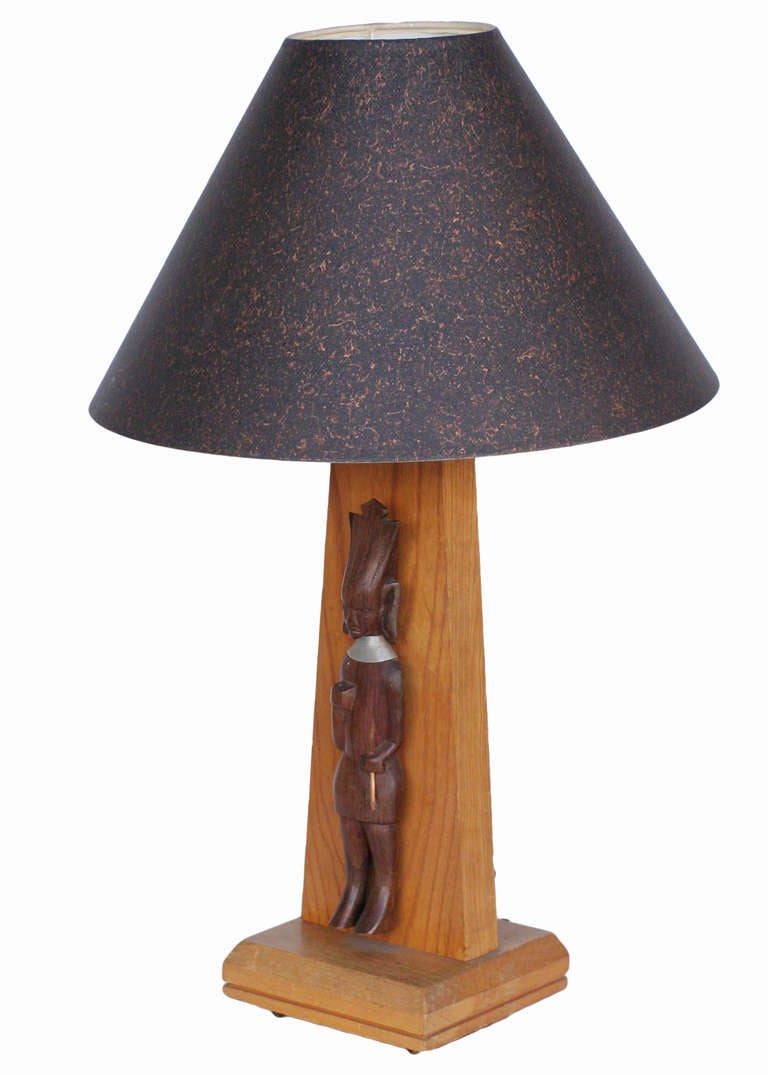 MidCentury Table Lamp with African Carving For Sale at 1stdibs