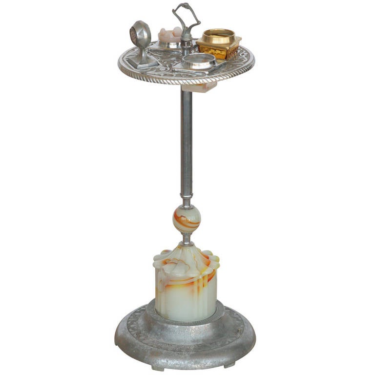 Chrome Art Deco Ashtray Stand with Electric Lighter at 1stdibs