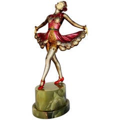 Vintage Josef Lorenzl style Spelter and Onyx Dancer Style Statue