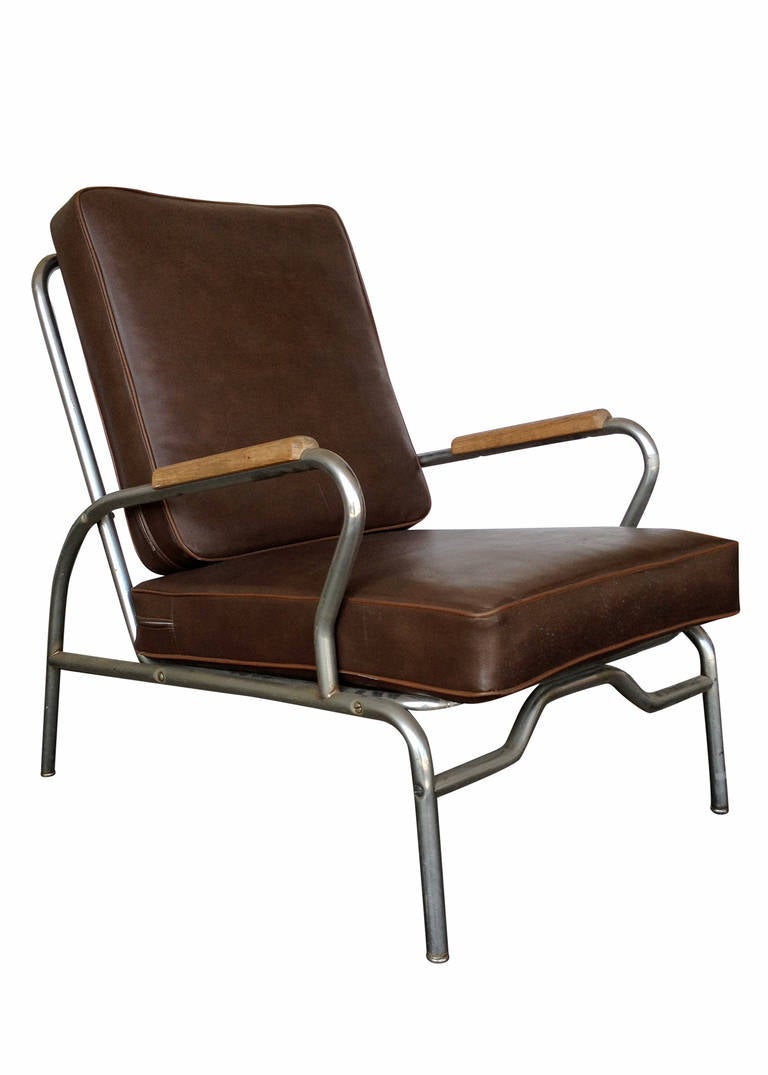 Gilbert Rohde Style Chrome Club Chair, Pair