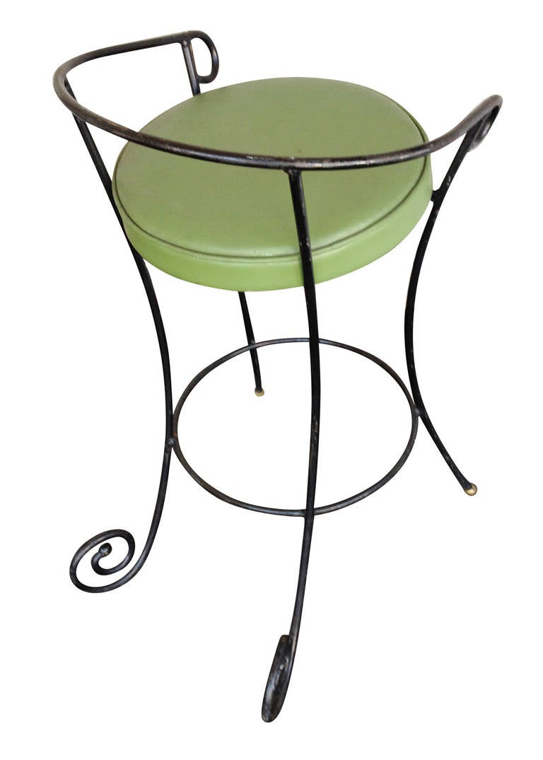 Black Iron Bar Stools w/ Scrolling Accents, Set of Four For Sale at 1stdibs