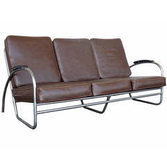 Wolfgang Hoffmann Style Chrome Tublar Sofa by Royal Metal **Saturday Sale ** 11