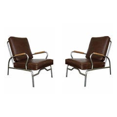 Gilbert Rohde Style Chrome Club Chair, Pair
