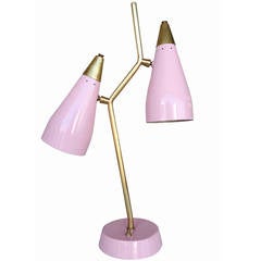 Mid-Century Enamel Two-Light Table Lamp