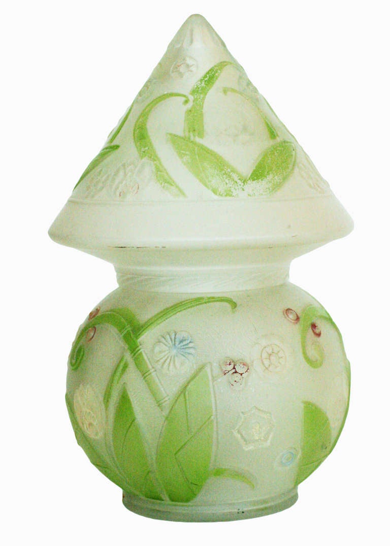 Rare Hand Painted Frost Glass Electric Lantern **Saturday Sale**