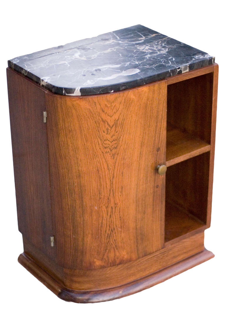 Streamline Bedside Tables with Marble Tops, pair