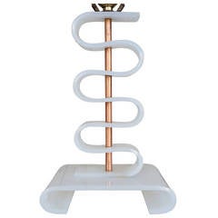 Asymmetric Mid-Century Era Acrylic and Brass Table Lamp 12